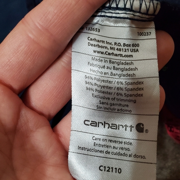 Carhartt Force Scrub Fitted Top. Dark Blue with Green Accents. Size L. - Picture 6 of 9